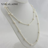 Long Multilayer Pearl Necklace for Women Accessories Statement Necklace