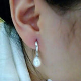 Freshwater Pearl 925 Silver Stud Earrings 8-9mm Drop Shape