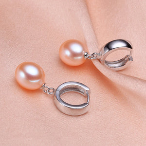 Freshwater Pearl 925 Silver Stud Earrings 8-9mm Drop Shape