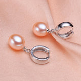 Freshwater Pearl 925 Silver Stud Earrings 8-9mm Drop Shape