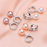 Freshwater Pearl 925 Silver Stud Earrings 8-9mm Drop Shape