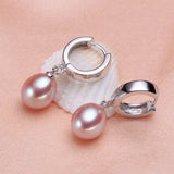 Freshwater Pearl 925 Silver Stud Earrings 8-9mm Drop Shape
