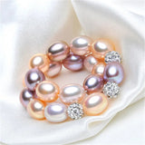 Freshwater Pearl Crystal Charm Bracelet 7-8mm Pearl Drop Shape 2 Colour
