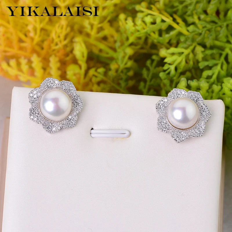 Natural Pearl Earrings 925 Silver Jewelry Women 9-10mm Purple Pink