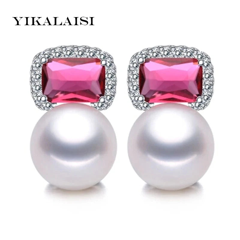 925 Sterling Silver Freshwater Pearl Earrings 9-10mm Oblate Pearl