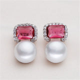 925 Sterling Silver Freshwater Pearl Earrings 9-10mm Oblate Pearl