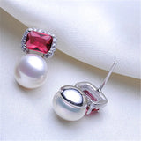 925 Sterling Silver Freshwater Pearl Earrings 9-10mm Oblate Pearl