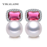 925 Sterling Silver Freshwater Pearl Earrings 9-10mm Oblate Pearl