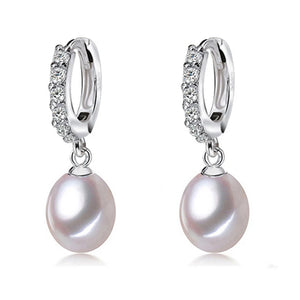 Freshwater Pearl Earrings 925 Silver Pink Purple