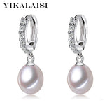 Freshwater Pearl Earrings 925 Silver Pink Purple