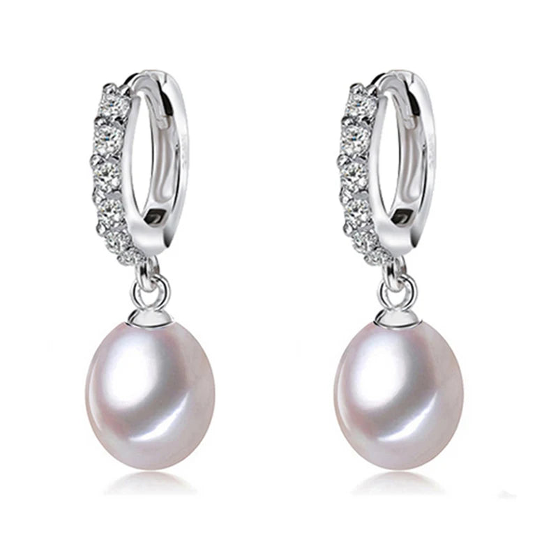 Freshwater Pearl Earrings 925 Silver Pink Purple