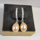 Freshwater Pearl Earrings 925 Silver Pink Purple