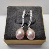 Freshwater Pearl Earrings 925 Silver Pink Purple