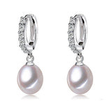 Freshwater Pearl Earrings 925 Silver Pink Purple