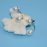 Sterling Silver Double Pearl Earrings 6-7-8mm Dual Use Way