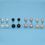 Sterling Silver Double Pearl Earrings 6-7-8mm Dual Use Way