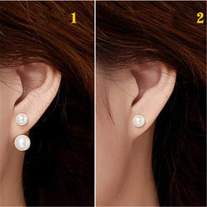 Sterling Silver Double Pearl Earrings 6-7-8mm Dual Use Way