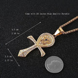 CZ Eye of Horus Pendant Necklace Men Ancient Egypt Ankh Cross Amulet