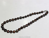 Brown Freshwater Pearl Necklace Button 10-10.5mm 18Inch
