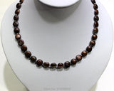 Brown Freshwater Pearl Necklace Button 10-10.5mm 18Inch
