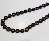 Brown Freshwater Pearl Necklace Button 10-10.5mm 18Inch