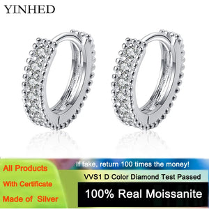 0.14CT D Moissanite Sterling Silver Hoop Earrings Wedding Party Jewelry