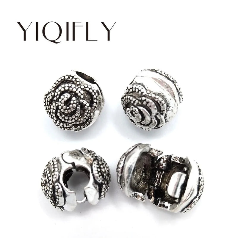 50pcs Antique Silver Flower Clip Beads Stopper for European Bracelet DIY