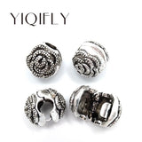 50pcs Antique Silver Flower Clip Beads Stopper for European Bracelet DIY