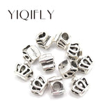 50pcs 12mm Crown Shape Antique Silver Big Hole Alloy Beads for Bracelet DIY