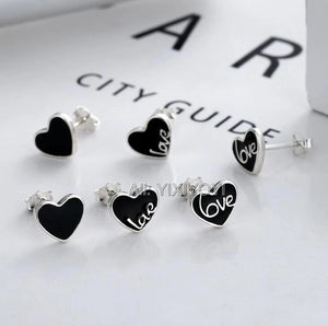 925 Silver Love Heart Stud Earring Vintage Thai Silver Woman Gift