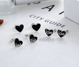925 Silver Love Heart Stud Earring Vintage Thai Silver Woman Gift
