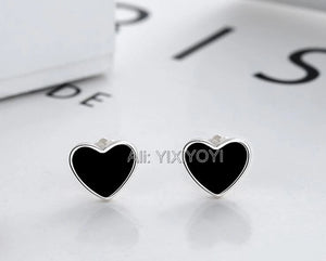 925 Silver Love Heart Stud Earring Vintage Thai Silver Woman Gift
