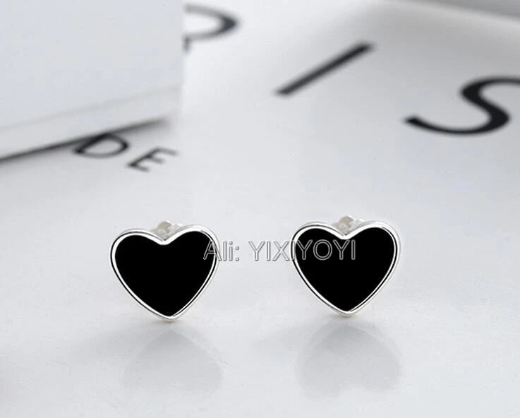 925 Silver Love Heart Stud Earring Vintage Thai Silver Woman Gift