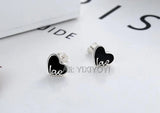 925 Silver Love Heart Stud Earring Vintage Thai Silver Woman Gift