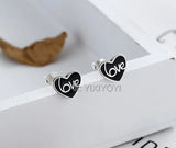 925 Silver Love Heart Stud Earring Vintage Thai Silver Woman Gift