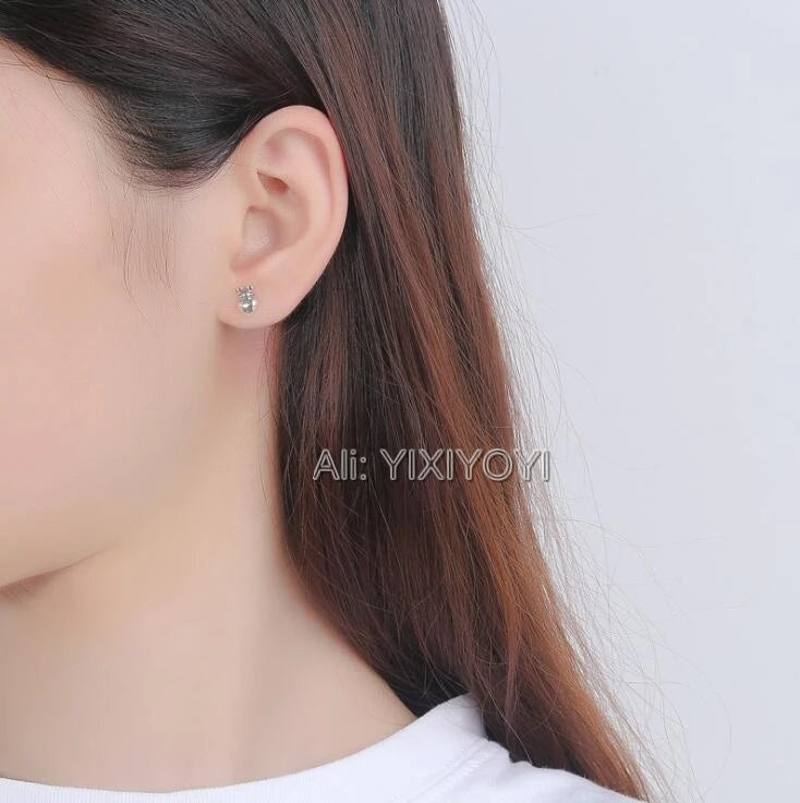 925 Silver Crown Heart Stud Earring Retro Vintage Thai Silver Earrings