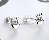 925 Silver Crown Heart Stud Earring Retro Vintage Thai Silver Earrings
