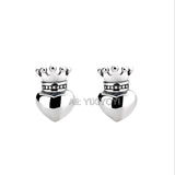 925 Silver Crown Heart Stud Earring Retro Vintage Thai Silver Earrings