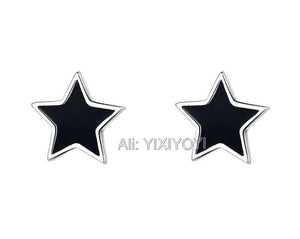 925 Silver 5 Star Gem Stud Earring Retro Thai Silver Punk Jewelry