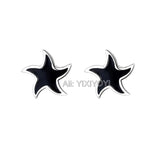 925 Silver 5 Star Gem Stud Earring Retro Thai Silver Punk Jewelry