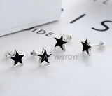 925 Silver 5 Star Gem Stud Earring Retro Thai Silver Punk Jewelry