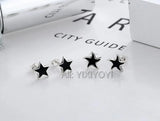 925 Silver 5 Star Gem Stud Earring Retro Thai Silver Punk Jewelry