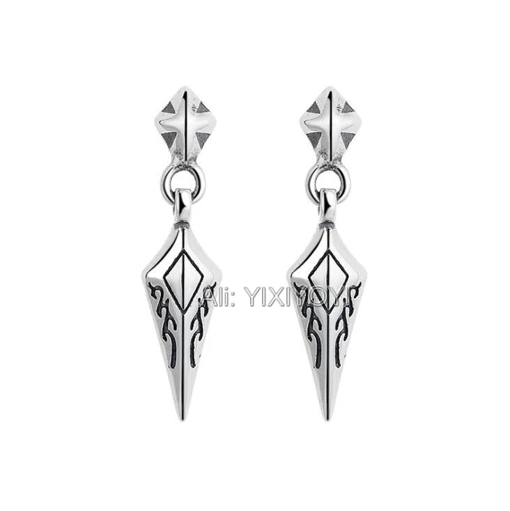 925 Silver Irregular Dangle Stud Earring Vintage Thai Silver Earrings for Women