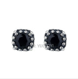 925 Silver Square Gem Inlay Stud Earring Retro Vintage Thai Earrings