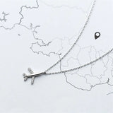 925 Silver Airplane Pendant Necklace Crystal Jewelry Gift