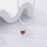 925 Silver Aquamarine Heart Pendant Necklace Women European Party Jewelry