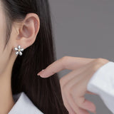 925 Sterling Silver Metal Flower Stud Earrings Punk Jewelry