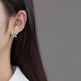 925 Sterling Silver Metal Flower Stud Earrings Punk Jewelry