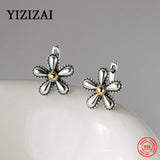 925 Sterling Silver Metal Flower Stud Earrings Punk Jewelry