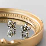 925 Sterling Silver Metal Flower Stud Earrings Punk Jewelry